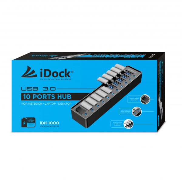HUB USB 7 PUERTOS USB 3.0 IDK1000 caja